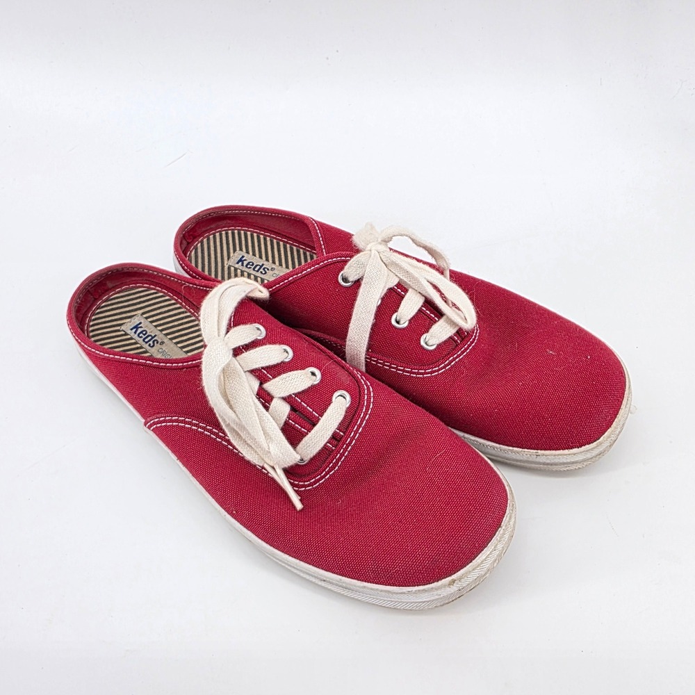 Keds Champion Red Canvas Mule Sneakers Womens Size 8